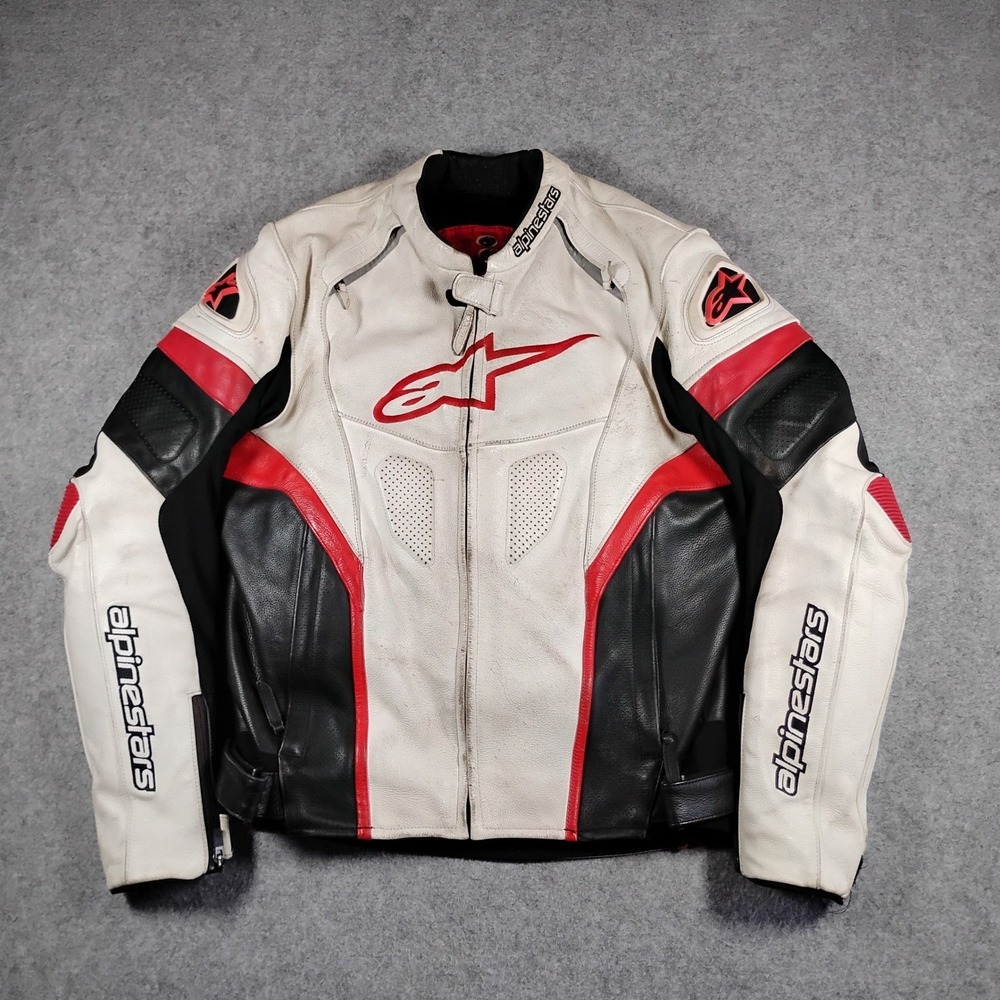 Alpinestars GP Plus R Mens Leather Motorcycle Racing Jacket White Black Red 44